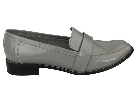 Schuhe Damen Mokassins Naturleder Grau lackiert 139 ElitaBut