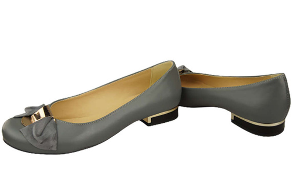 Damen-Ballerinas, Naturleder, Grau 894 ElitaBut