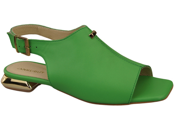 Bequeme Frauenschuhe Sandalen Limette Flacher Goldabsatz Naturleder 207 ElitaBut