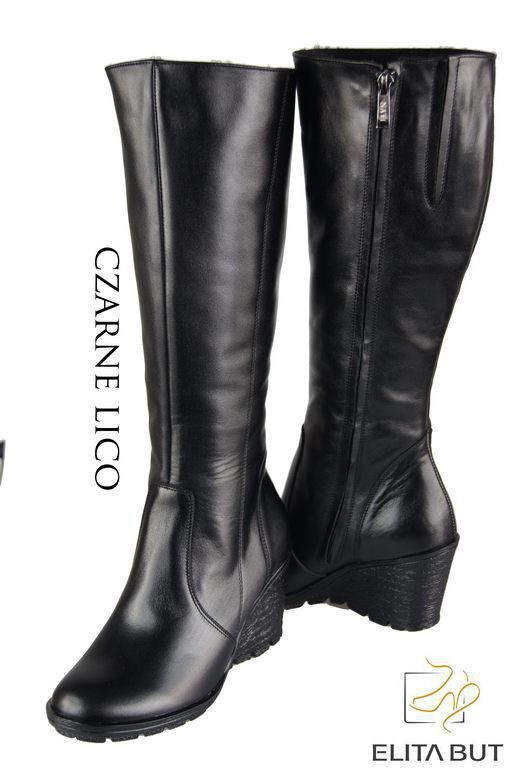 Schuhe Damen-Keilstiefel, Naturleder, Schwarz 745 ElitaBut