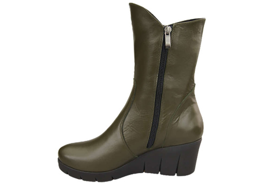 Damen-Keilstiefel, Naturleder, Olive 178 ElitaBut