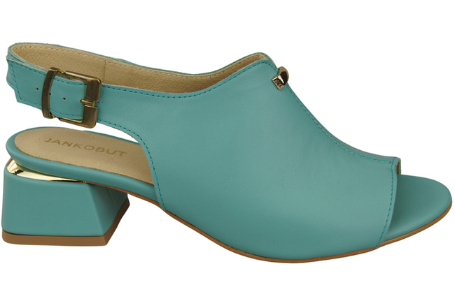 Damenschuhe Sandalen Türkis, goldene Schnalle, Naturleder 198 ElitaBut