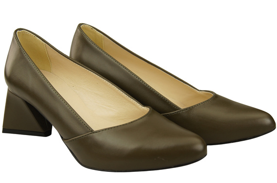 Damen Pumps Olive Echtleder Spitz Zehen Absatz ElitaBut 221