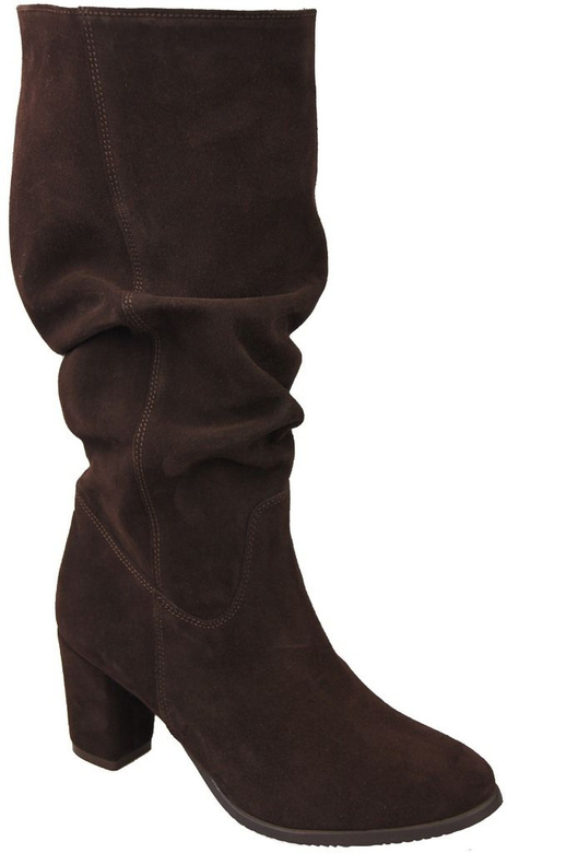 Schuhe Damenstiefel, Naturleder, Velours 141 Chocolate ElitaBut