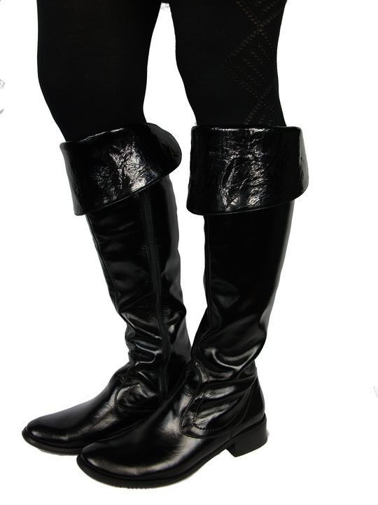 Schuhe Damenstiefel Stiefel Overknee-Stiefel, Naturleder, Schwarz, Lackleder 638 ElitaBut