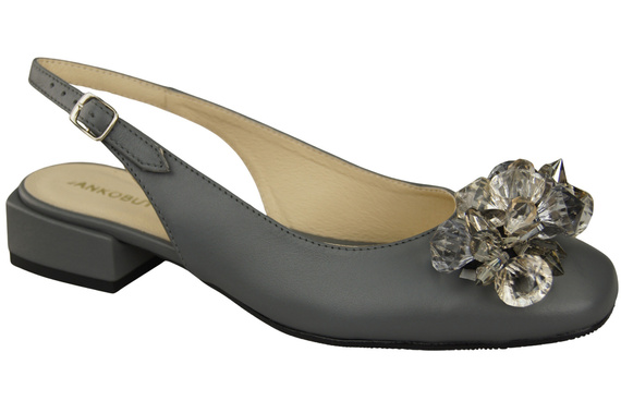 Damen Schuhe Aschgrau Sandalen mit Kristallen Naturleder 215 ElitaBut
