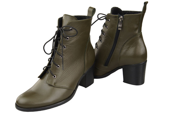 Damen Winter-Schnürstiefel, Naturleder, Olive 188, von ElitaBut