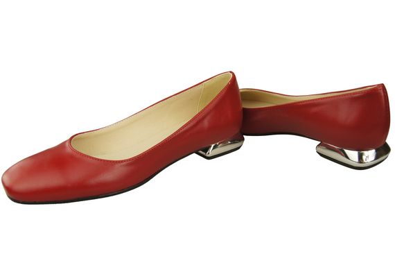 Flache Frauen Schuhe Rot Dekorative Ferse Naturleder 209 ElitaBut