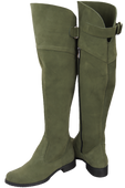 Schuhe Damenstiefel Stiefel Overknee-Stiefel, Naturleder, Velours, Flaschengrün 154 ElitaBut