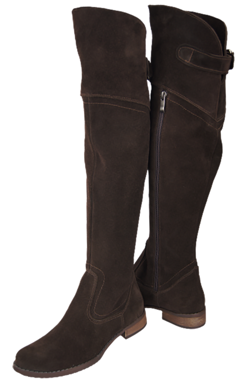 Schuhe Damenstiefel Stiefel Overknee-Stiefel, Naturleder, Velours, Schokolade 154 ElitaBut