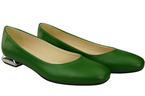 Flache Frauen Schuhe Grün Dekorative Ferse Naturleder 209 ElitaBut