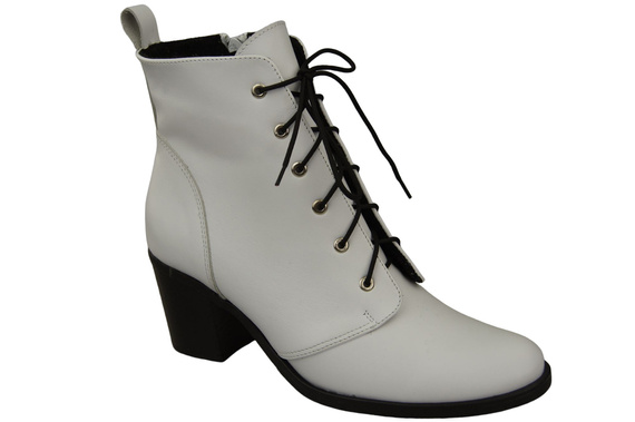 Damen Winter-Schnürstiefeletten, Naturleder, Weiß 188 von ElitaBut