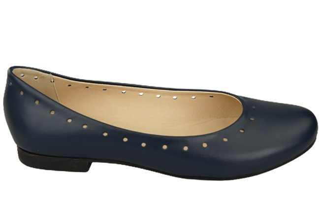 Damenschuhe Bequeme Ballerinas, Naturleder, Marineblau 162 ElitaBut