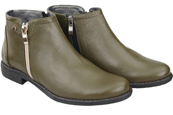 Damenschuhe Damenstiefel Warmes Naturleder Olive 872 von Elitabut