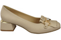 Damenschuhe Pumps mit Fransen verziert Beige Naturleder 195 ElitaBut