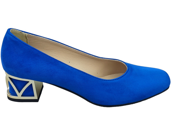 Bequeme Damenschuhe Azurblau Pumps mit dekorativem Absatz Natürliches Wildleder 219 von ElitaBut