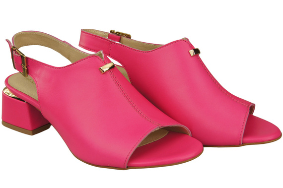 Damenschuhe Sandalen Neon Pink Goldschnalle Naturleder 198 ElitaBut