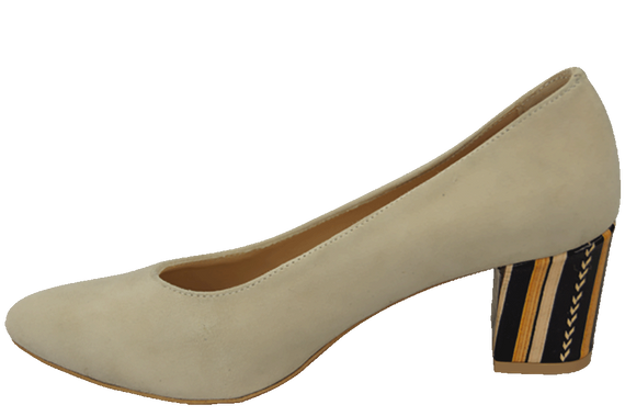 Damenschuhe Pumps Beige Natürliches Wildleder Dekorativer Absatz 158 von ElitaBut
