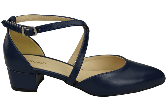 Damen Sandalen Echtleder Marineblau mit Riemen Niedriger Absatz 223 ElitaBut