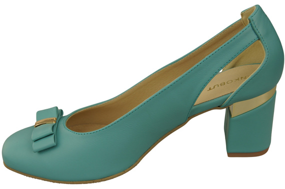 Schuhe Damen Türkis Pumps aus Naturleder mit dekorativem Absatz 199 ElitaBut