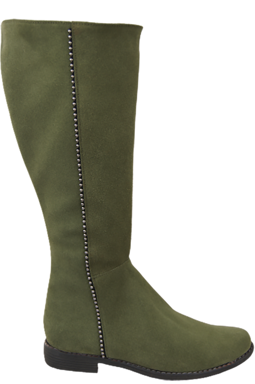 Schuhe Damenstiefel, Naturleder, Velour 153, Flaschengrün, ElitaBut