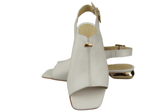 Bequeme Frauenschuhe Sandalen Weiß Flacher Goldabsatz Naturleder 207 ElitaBut