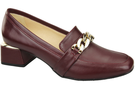 Damenschuhe mit Zierkette Pumps Mokassins Naturleder 193 Burgund ElitaBut