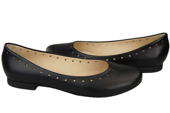 Damenschuhe Bequeme Ballerinas, Naturleder, Schwarz 162 ElitaBut