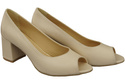 Damenschuhe PEEP TOE Pumps Beige Naturleder mit beschichtetem Absatz 192 ElitaBut