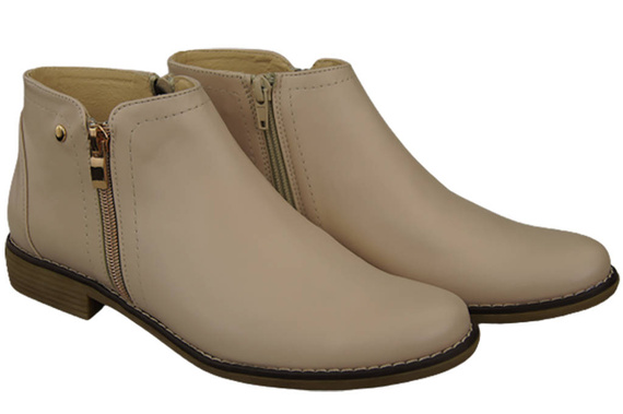 Frühlings-Damenstiefel, Naturleder Cappuccino Bright 872 ElitaBut