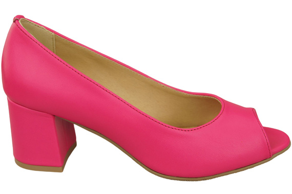 Damenschuhe PEEP TOE Pumps Neonrosa Naturleder mit beschichtetem Absatz 192 ElitaBut