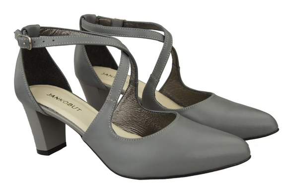 Damenschuhe Sandalen Niedriger Absatz Graues Naturleder 102 ElitaBut