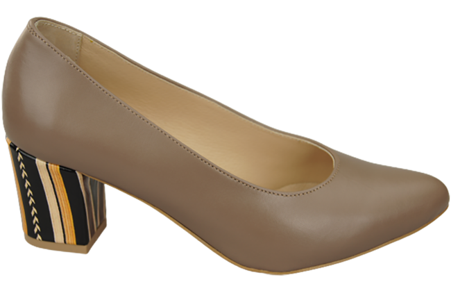 Damenschuhe Cappuccino-Pumps Naturleder mit Zierabsatz 158 ElitaBut