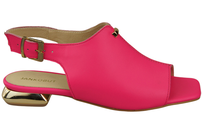 Bequeme Frauenschuhe Sandalen Neon Rosa Flacher Goldabsatz Naturleder 207 ElitaBut