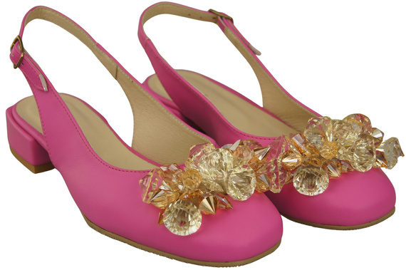 Damen Schuhe Fuchsie Sandalen mit Kristallen Naturleder 215 ElitaBut