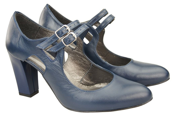 Damenschuhe Marineblaue Naturleder-Pumps 105 ElitaBut