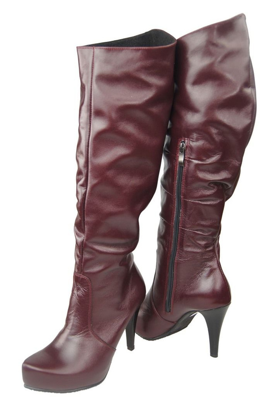 Schuhe Damenstiefel Plateau Naturleder Burgund 120 ElitaBut