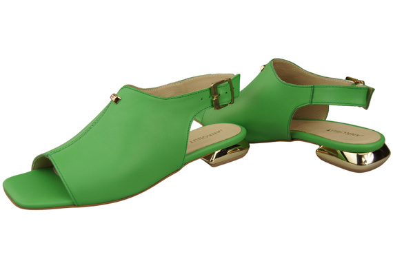 Bequeme Frauenschuhe Sandalen Limette Flacher Goldabsatz Naturleder 207 ElitaBut