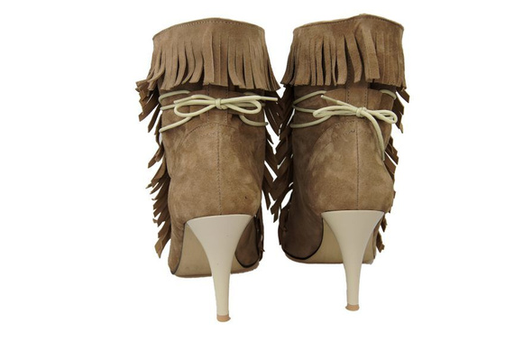 Damenschuhe Peep-Toe-Stiefeletten, natürliches Wildleder, Cappuccino 964 ElitaBut