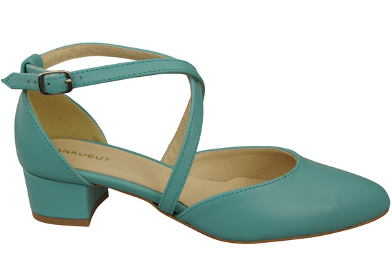 Damen Sandalen Echtleder Türkis mit Riemen Niedriger Absatz 223 ElitaBut