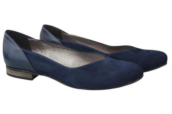 Damen-Ballerinas, Naturleder, Marineblau 984 ElitaBut