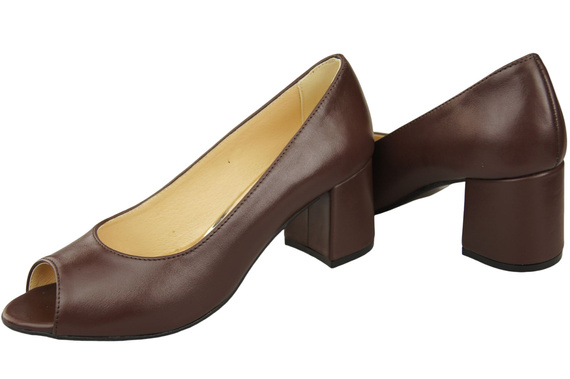 Damenschuhe PEEP TOE Chocolate Pumps Naturleder mit beschichtetem Absatz 192 ElitaBut