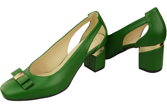 Schuhe Damen Grün Pumps aus Naturleder mit dekorativem Absatz 199 ElitaBut