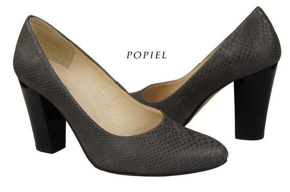 Damenschuhe Pumps, Naturleder, Schuppenmotiv, Grau 926 ElitaBut