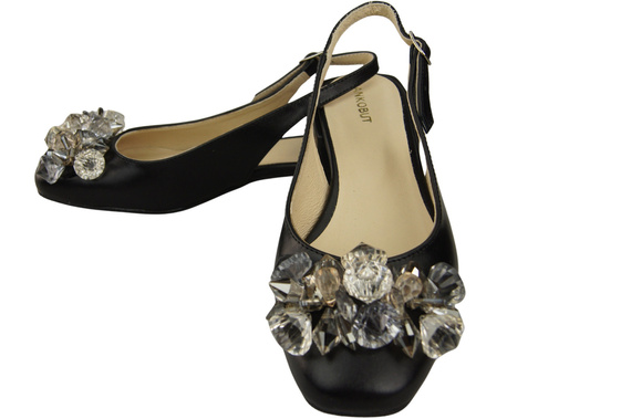 Damen Schuhe Schwarze Sandalen mit Kristallen Naturleder 215 ElitaBut