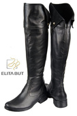 Schuhe Damenstiefel Stiefel, Overknee-Stiefel, hoher Schaft, oberhalb des Knies, Naturleder, Schwarz 803 ElitaBut
