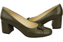 Damen Pumps mit Schleife Olive Naturleder und niedrigem Absatz 203 ElitaBut