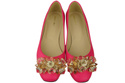 Damen Neon Rosa Pumps mit Kristallen flach Naturleder 216 ElitaBut