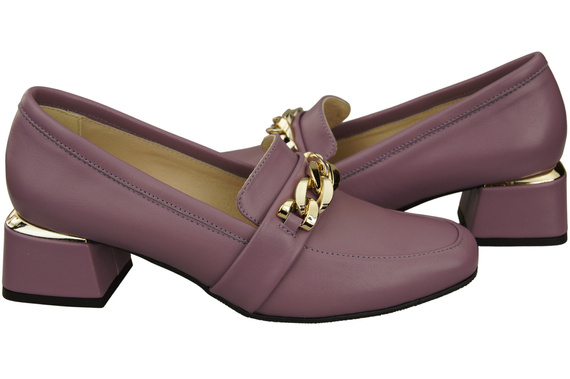 Damenschuhe mit Zierkette Pumps Mokassins Naturleder 193 Lila ElitaBut