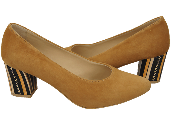 Damenschuhe Pumps Rot Natürliches Wildleder Dekorativer Absatz 158 von ElitaBut